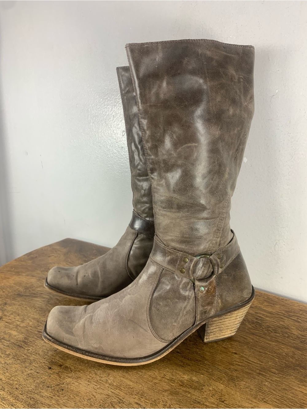 Aldo distressed leather cowboy style boots